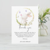 Minimalistisch Bunny en Vlinders Baby shower Bedankkaart (Staand voorkant)