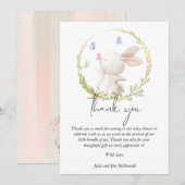 Minimalistisch Bunny en Vlinders Baby shower Bedankkaart (Voorkant / Achterkant)