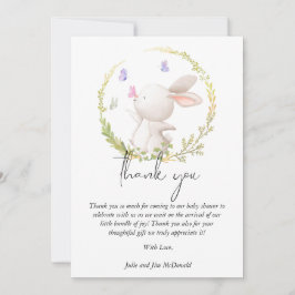 Minimalistisch Bunny en Vlinders Baby shower Bedankkaart