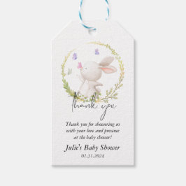 Minimalistisch Bunny en Vlinders Baby shower Cadeaulabel