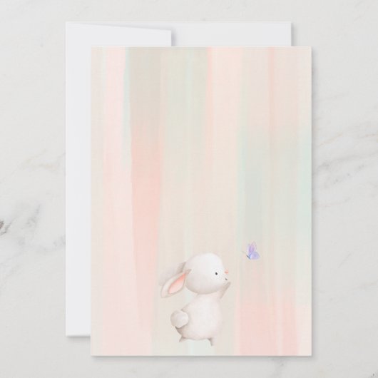 Minimalistisch Bunny en Vlinders Baby shower Kaart (Achterkant)
