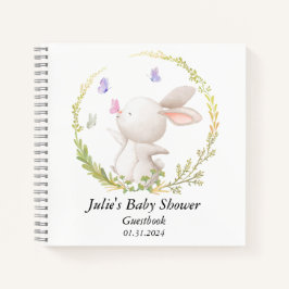 Minimalistisch Bunny en Vlinders Baby shower Notitieboek