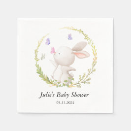 Minimalistisch Bunny en Vlinders Baby shower Servet