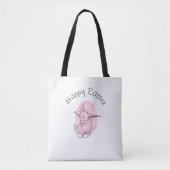 Minimalistisch bunny Line Art roze eigelente Tote Bag (Voorkant)