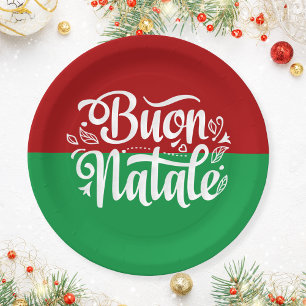 Minimalistisch Buon Natale Italiaanse kerst Papieren Bordje
