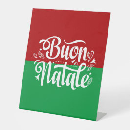 Minimalistisch Buon Natale Italiaanse kerst Reclamebord Met Voetstuk