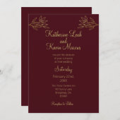 Minimalistisch Burgandy wijnontwerp Kaart (Voorkant / Achterkant)