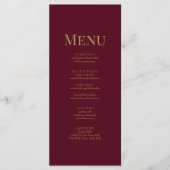 Minimalistisch Burgundy Gouden Monogram Trouwmenu Menu (Voorkant)