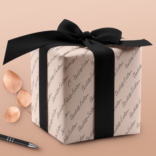 Minimalistisch Business Chic Blush Pink-script Cadeaupapier