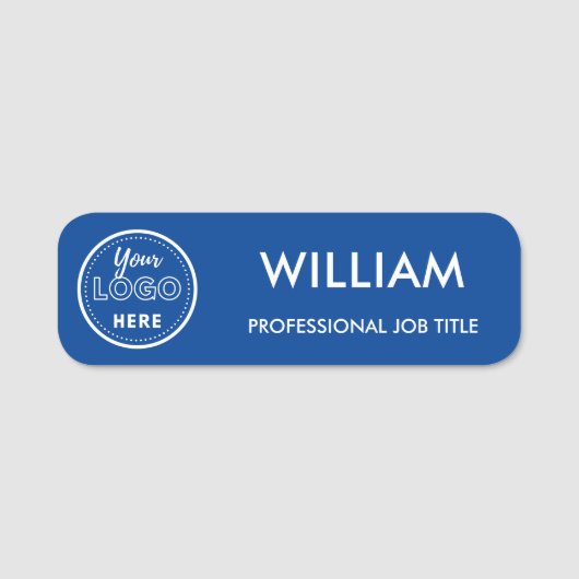 Minimalistisch Business Logo Blue Medewerker Perso Naamplaatje (Voorkant)