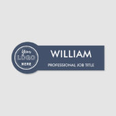 Minimalistisch Business Logo Navy Blue Medewerker  Naamplaatje (Voorkant)
