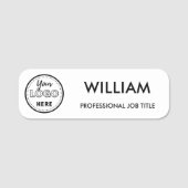 Minimalistisch Business Logo White Medewerker Pers Naamplaatje (Voorkant)