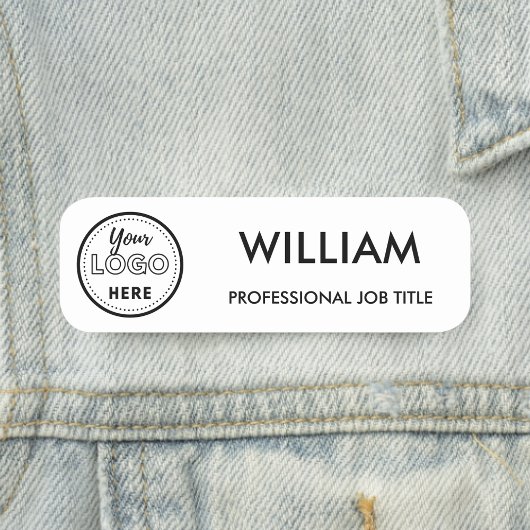 Minimalistisch Business Logo White Medewerker Pers Naamplaatje