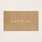 Minimalistisch Business Rustic Kraft Cadeaubon Visitekaartje (Voorkant)