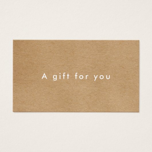 Minimalistisch Business Rustic Kraft Cadeaubon Visitekaartje (Voorkant)