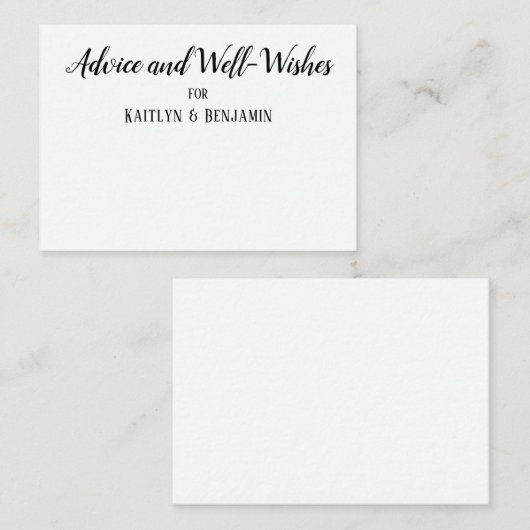 Minimalistisch BW-script, advies en welzijn Kaart (Voorkant / Achterkant)