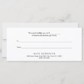 Minimalistisch cadeaucertificaat (Achterkant)