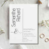 Minimalistisch Calligrafiescript Black White Weddi Kaart