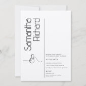 Minimalistisch Calligrafiescript Black White Weddi Kaart (Voorkant)
