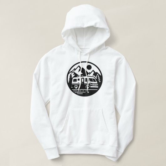 Minimalistisch camper van avontuur berglandschap hoodie (Design voorkant)