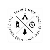 Minimalistisch Camping Theme Couple's Retouradres Rubberstempel (Afrduk)