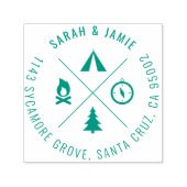 Minimalistisch Camping Theme Couple's Retouradres Zelfinktende Stempel (Design)