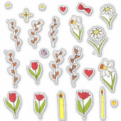 Minimalistisch cartoon van de Kute Happy Paasbloem Sticker (Voorkant)