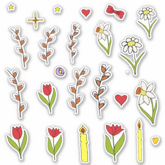 Minimalistisch cartoon van de Kute Happy Paasbloem Sticker (Voorkant)