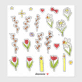 Minimalistisch cartoon van de Kute Happy Paasbloem Sticker (Vel)