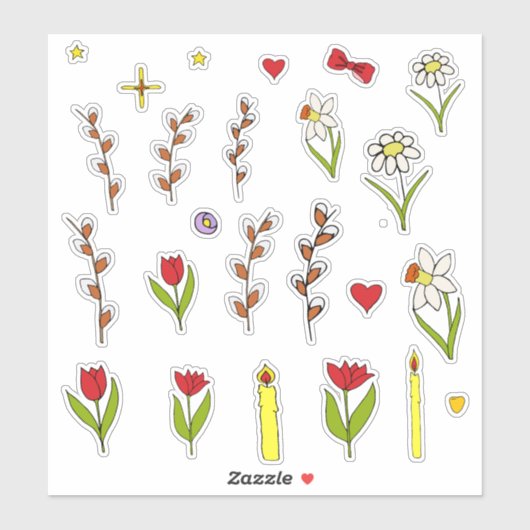 Minimalistisch cartoon van de Kute Happy Paasbloem Sticker (Vel)