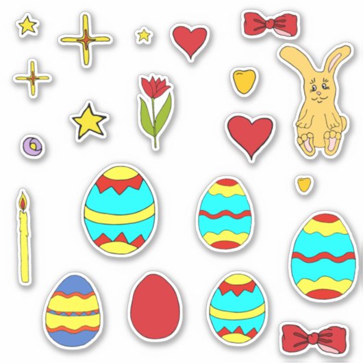 Minimalistisch cartoon van de Kute Happy Paasbloem Sticker (Voorkant)