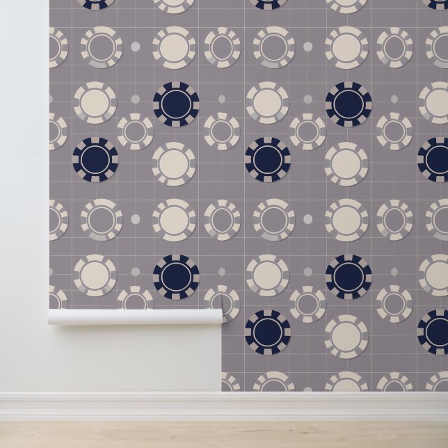 Minimalistisch Casino Chip Grid Patroon Modern Des Behang (Applicatie)