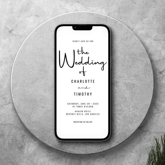 Minimalistisch Casual huwelijk met moderne kalligr Kaart