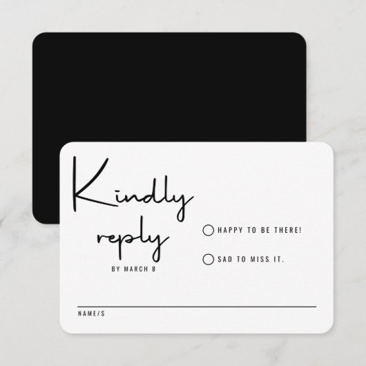 Minimalistisch Casual huwelijk met moderne kalligr RSVP Kaartje (Voorkant / Achterkant)
