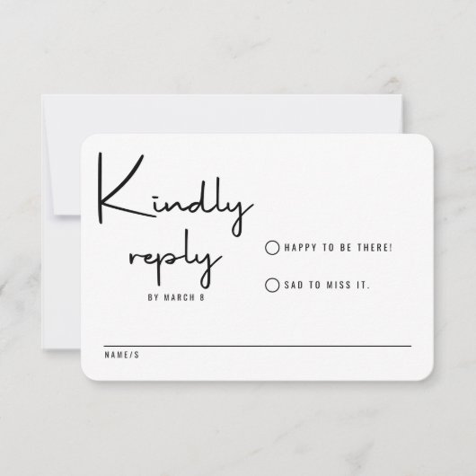 Minimalistisch Casual huwelijk met moderne kalligr RSVP Kaartje (Voorkant)