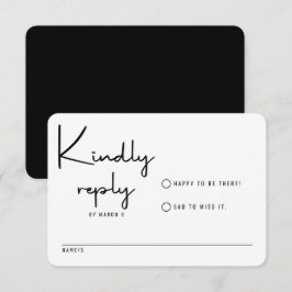 Minimalistisch Casual huwelijk met moderne kalligr RSVP Kaartje