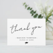 Minimalistisch Casual Script-Afstuderen Bedankkaart (Staand voorkant)