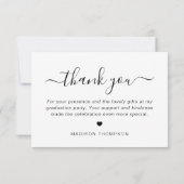 Minimalistisch Casual Script-Afstuderen Bedankkaart (Achterkant)