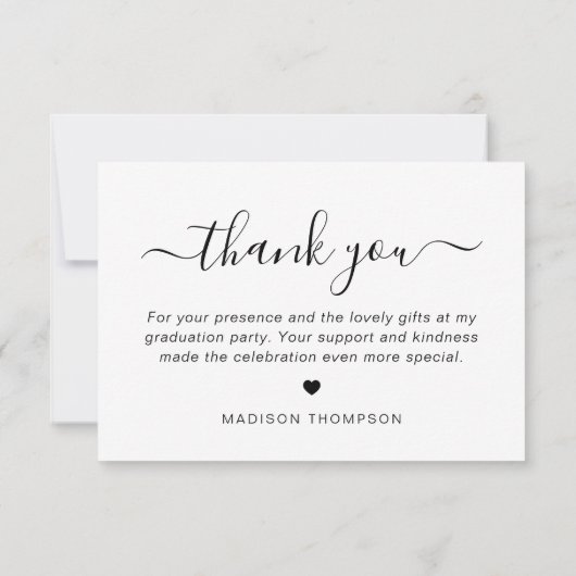Minimalistisch Casual Script-Afstuderen Bedankkaart (Achterkant)