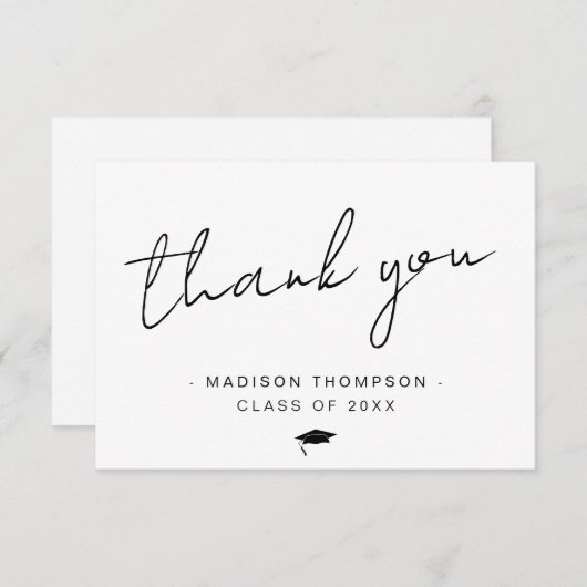 Minimalistisch Casual Script-Afstuderen Bedankkaart (Voorkant / Achterkant)