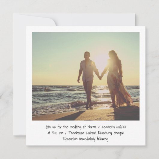 Minimalistisch Casual zwart-wit fotohuwelijk Kaart (Voorkant)