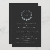 Minimalistisch Celestial Moon Black Monogram Wedde Kaart (Voorkant / Achterkant)