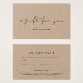 Minimalistisch certificaat met handgeschreven kraf visitekaartje (Voorkant /achterkant)