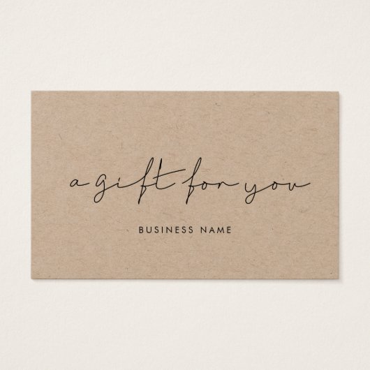 Minimalistisch certificaat met handgeschreven kraf visitekaartje (Voorkant)