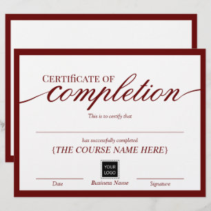 Minimalistisch certificaat van de Rode Completie