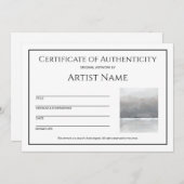 Minimalistisch Certificaat van Echtheid Art Photo Feestdagenkaart (Voorkant / Achterkant)