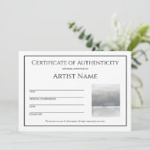 Minimalistisch Certificaat van Echtheid Art Photo Feestdagenkaart (Staand voorkant)