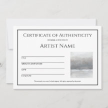 Minimalistisch Certificaat van Echtheid Art Photo