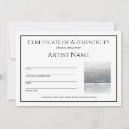 Minimalistisch Certificaat van Echtheid Art Photo Feestdagenkaart