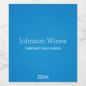 Minimalistisch Cerulean Blue Grainy Texture Wijn Etiket (Enkel label)